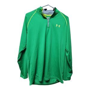 625 - Under Armour Large Loose Heat Gear Green 1/4 Zip Longsleeve Shirt - medium